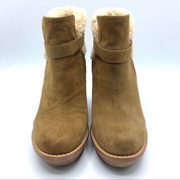 Ugg Suede Wedge Shearling Boot Chestnut - Picture 6 of 9